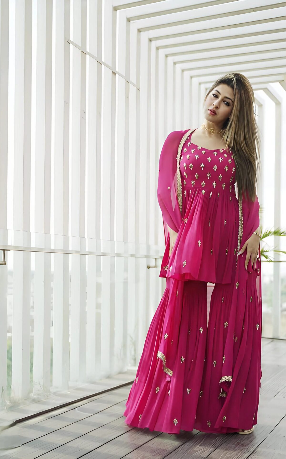 Pink Sharara Suit For Girls